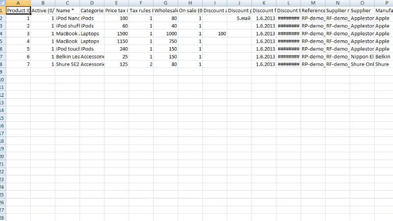 Open the Sample CSV in Excel