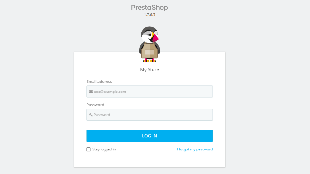 PrestaShop Admin Dashboard Login page