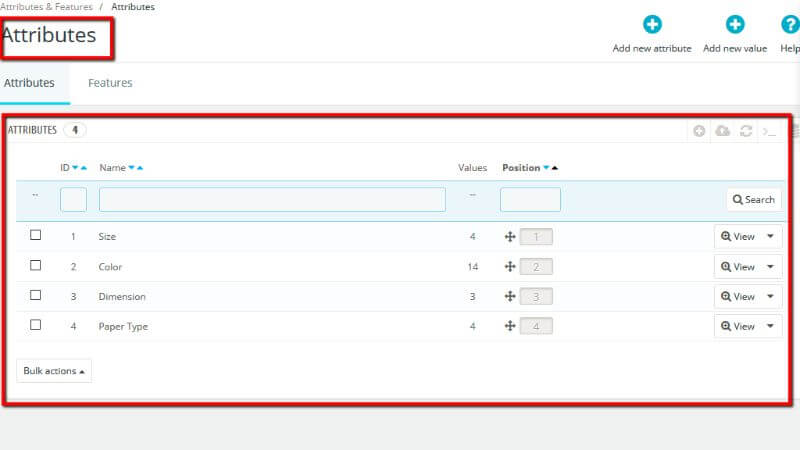 Attributes page overview