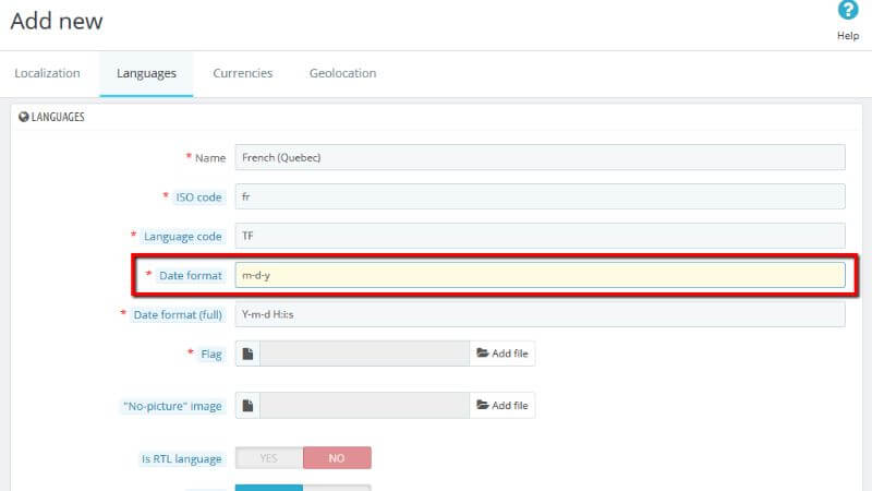 Configuring the Language Date format