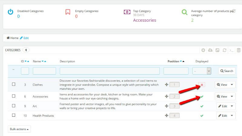Displaying or not a category on the frontend