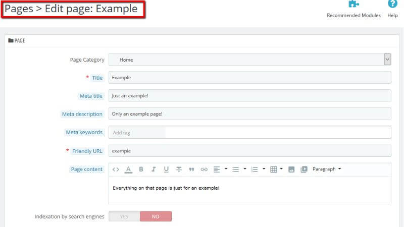 Edit page overview