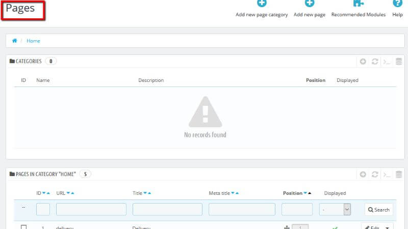 Pages section overview