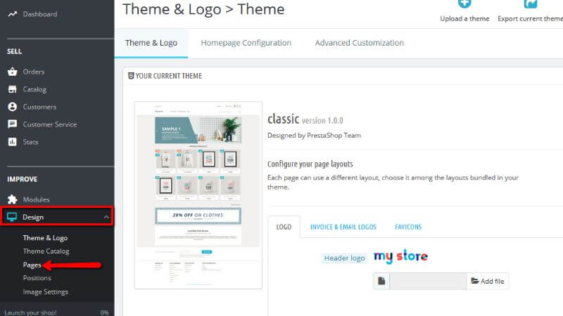 Accessing the Pages section