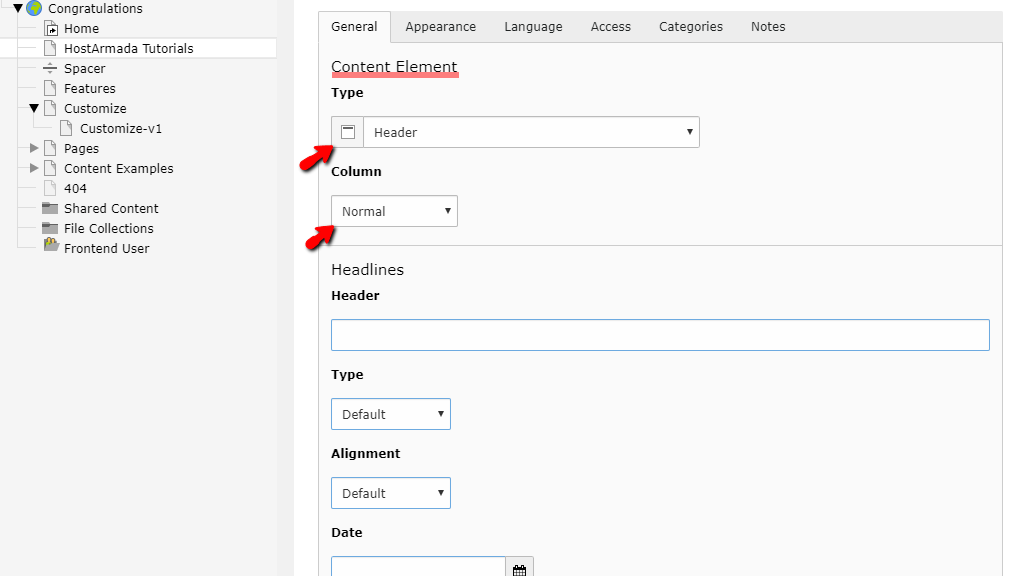 Content Element Section