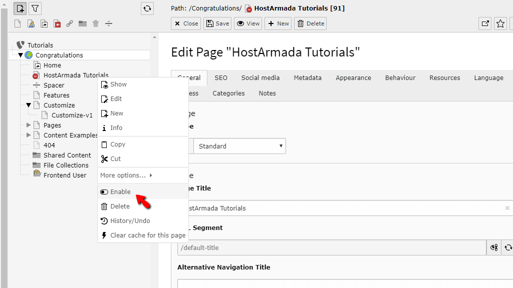 Enable Page