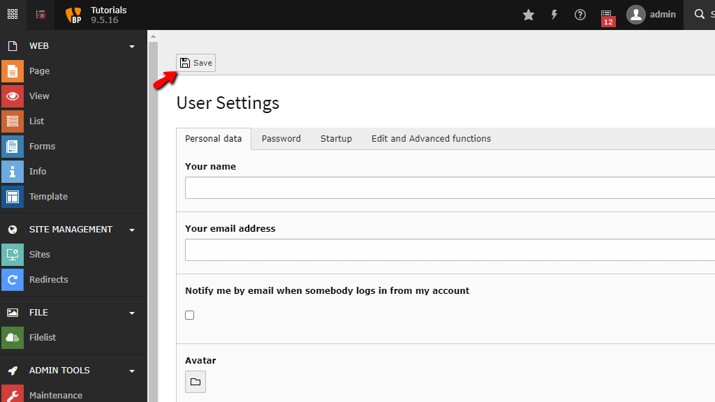 Save New TYPO3 Admin Language