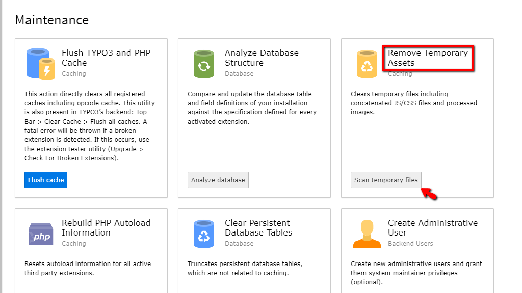 Scan TYPO3 Temporary Assets