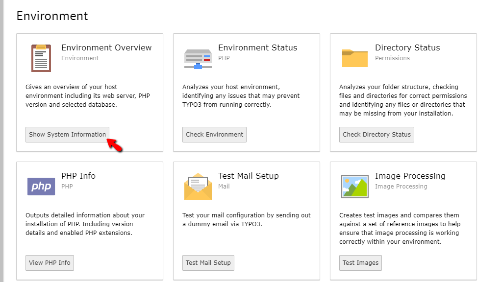 Show TYPO3 System Information