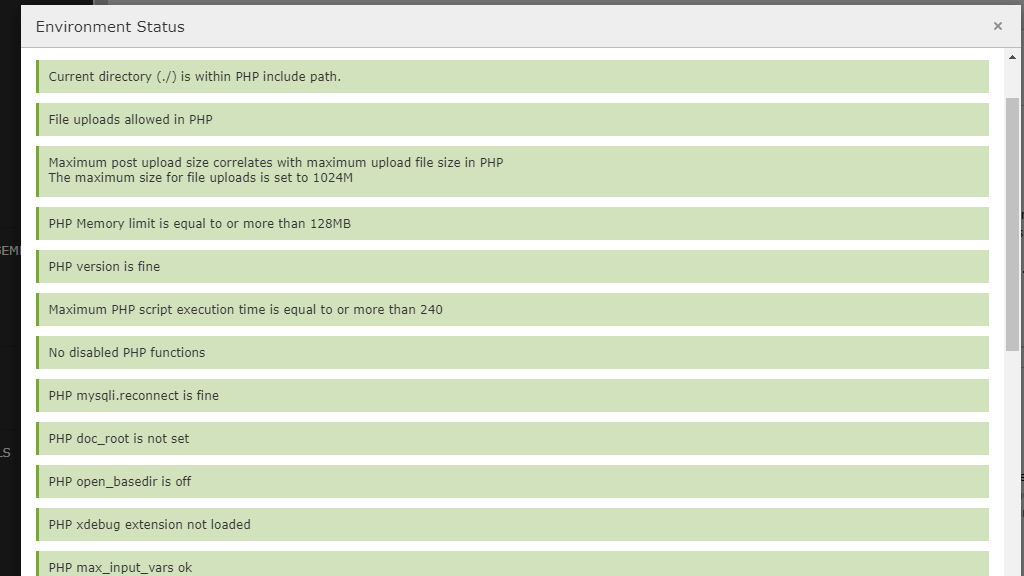 TYPO3 Server Environment Status