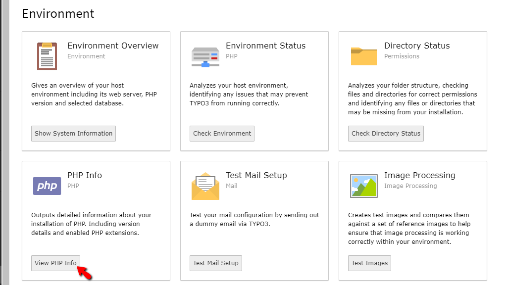 View TYPO3 PHP Info