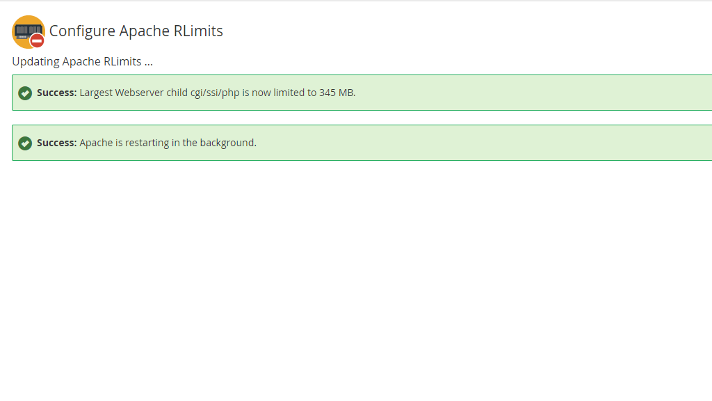 Updating Apache RLimits screen