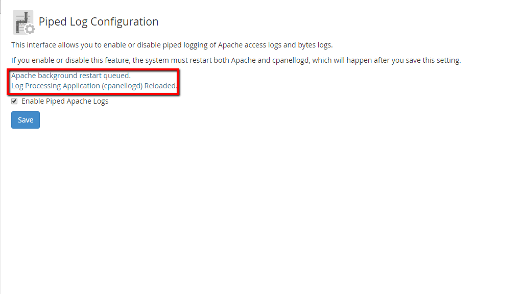 Apache background restart queued message