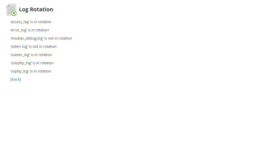 Log Rotation output screen
