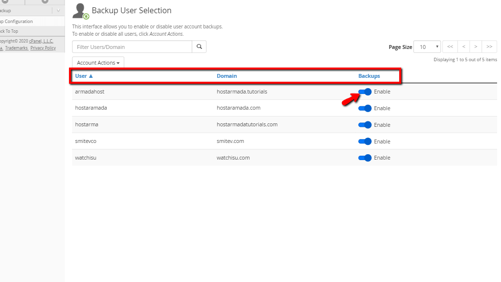Backup User Selection
