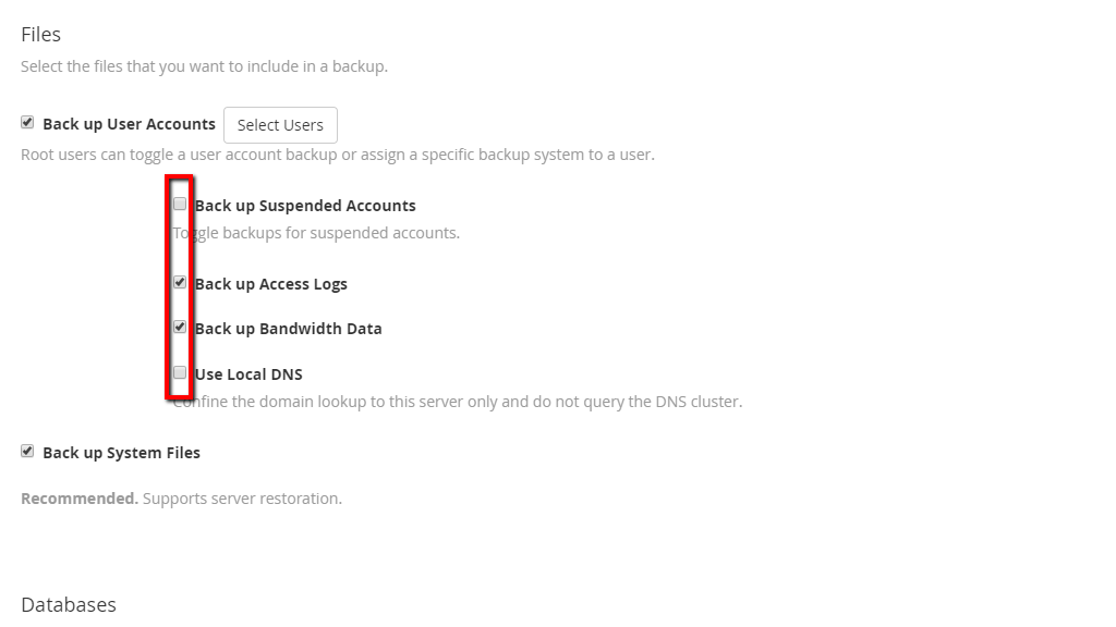 Additional Backup Account Actions
