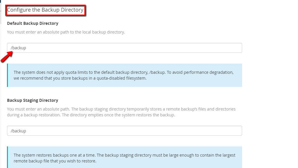 Configuring Backup Directory