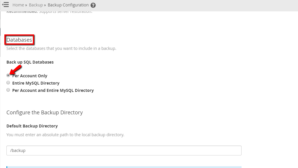 Configuring Database Backups