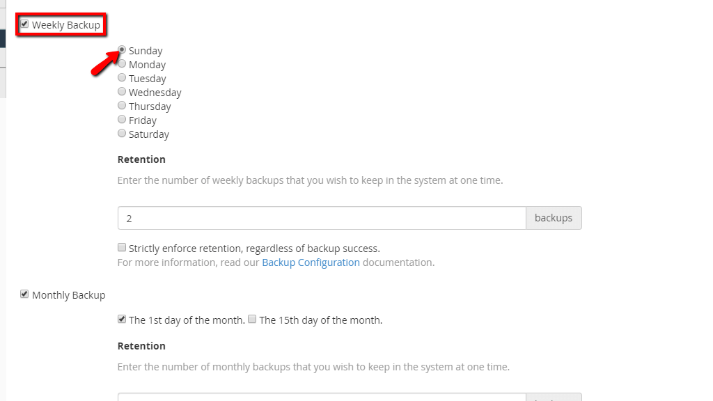 Configuring Weekly Backups