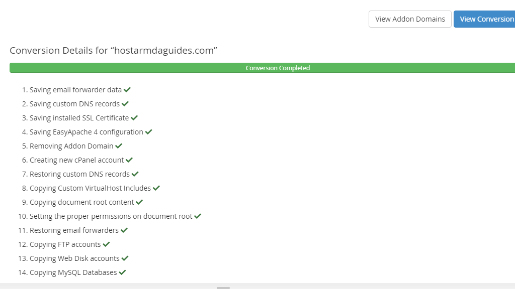 Conversion process log