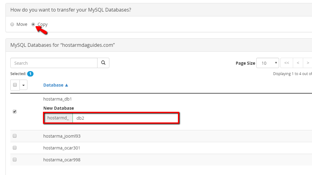 Copy database method