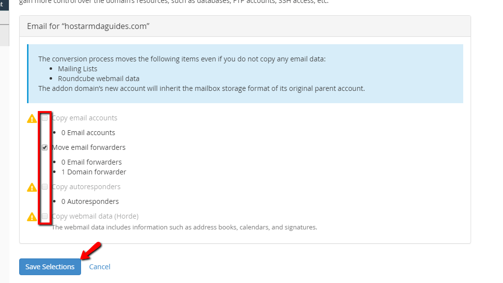 Configuring Email options