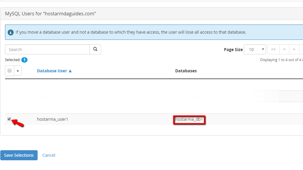 Move database method - database user
