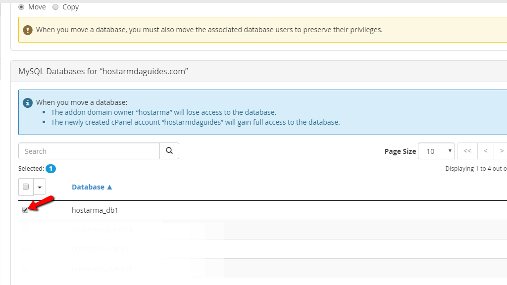 Move database method