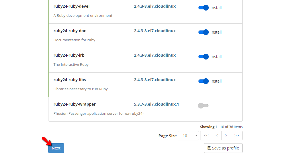 Selecting Ruby packages