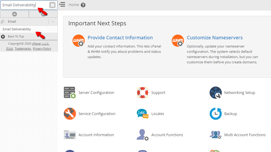 Accessing the Email Deliverability feature