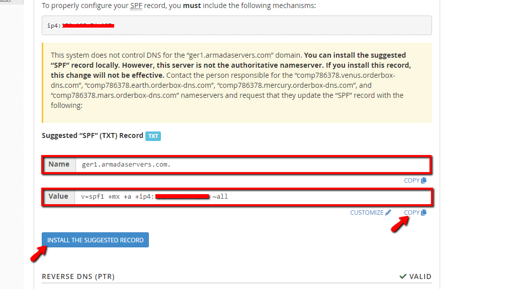 Suggested SPF (TXT) Record