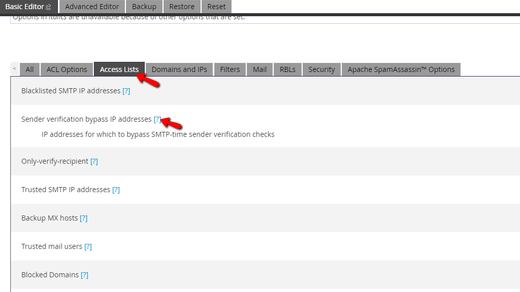 Access Lists tab overview