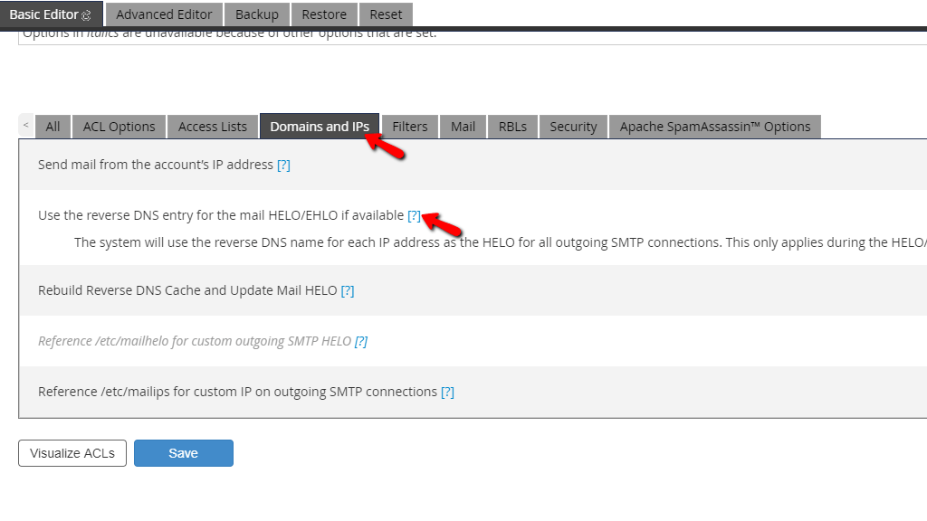 Domains and IPs tab overview