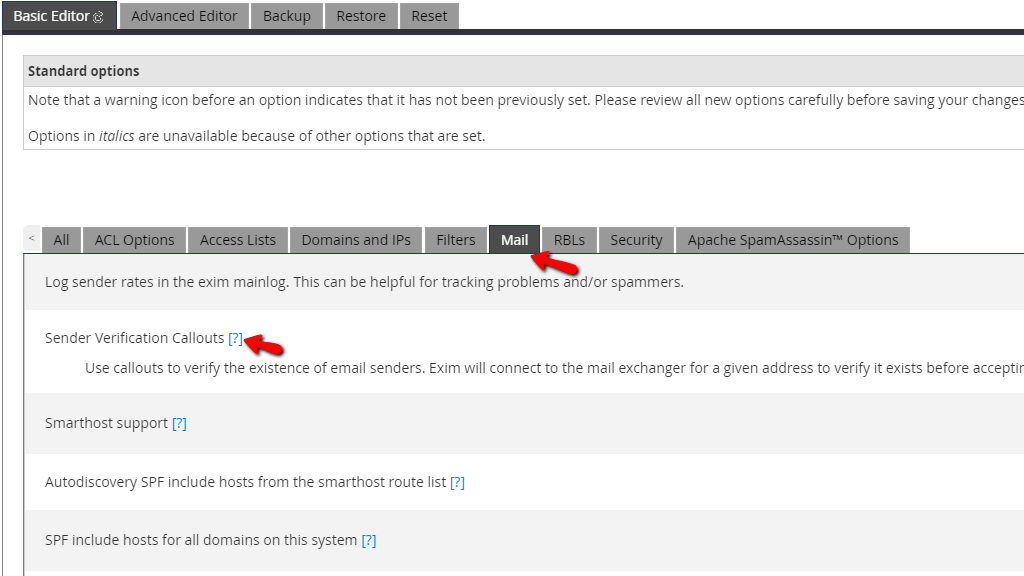 Mail tab overview
