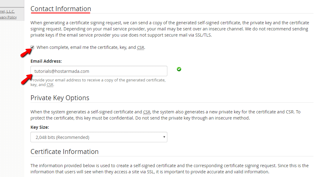Contact Information section