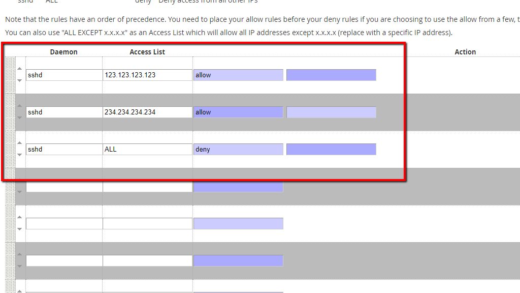 Allow-Deny IP addresses example
