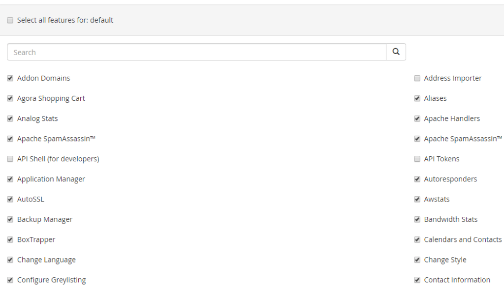 Default list features
