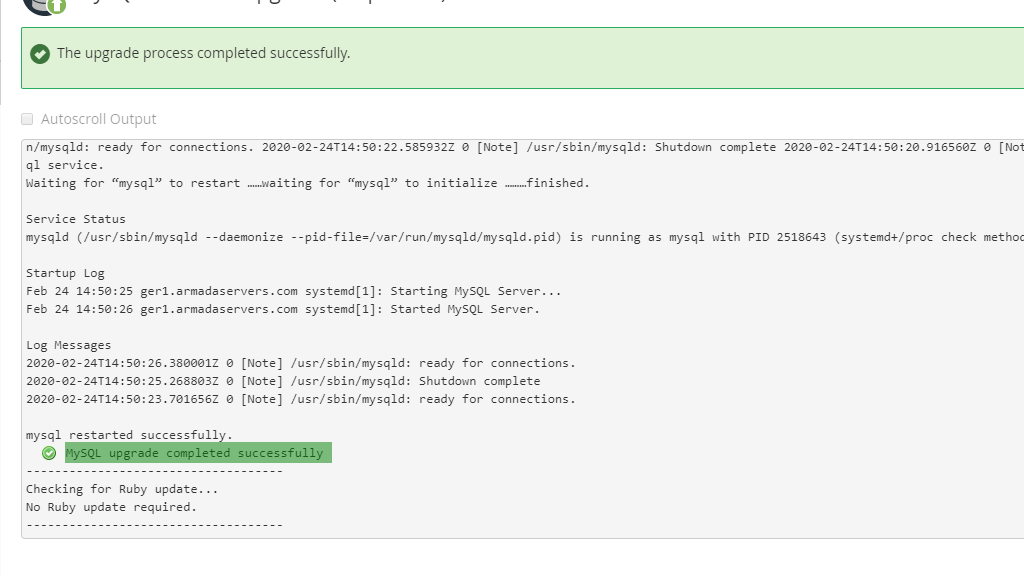 Recompilation process successfully completed message