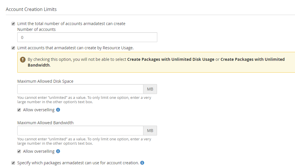 Account creation limits