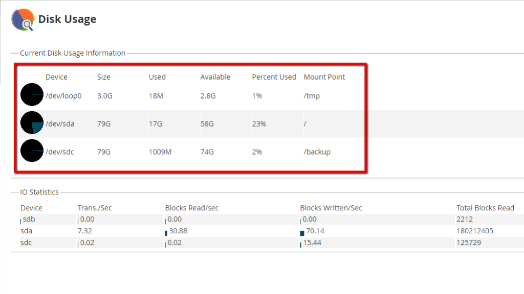 Disk Usage Information
