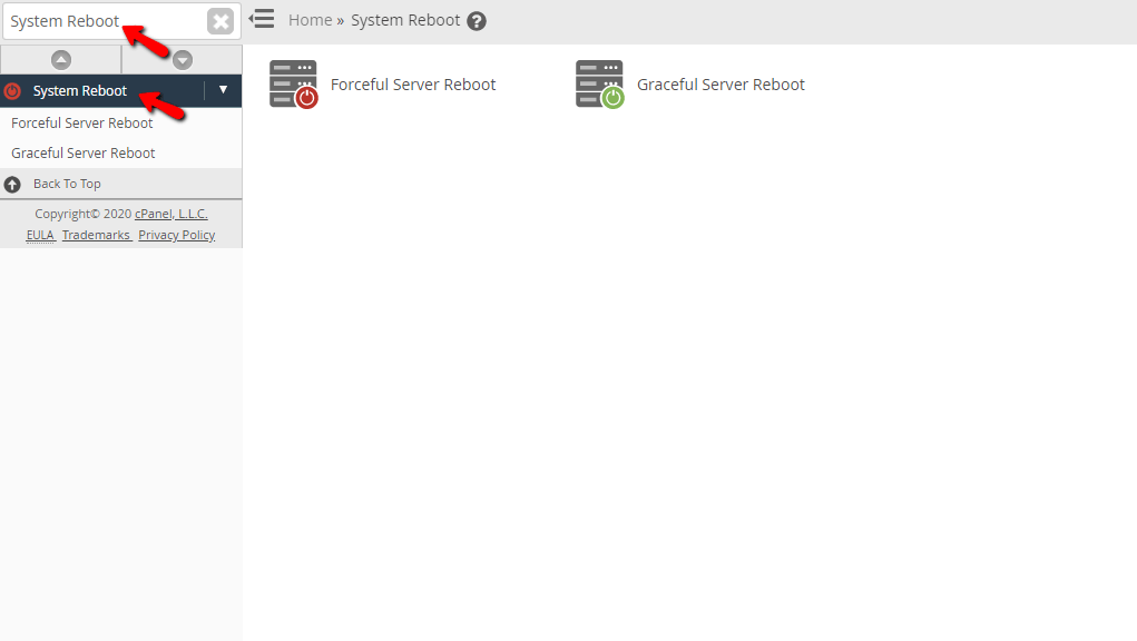 Accessing System Reboot features