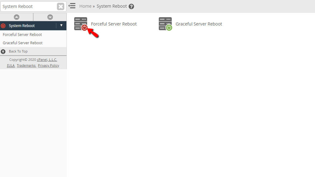 Accessing Forceful Server reboot