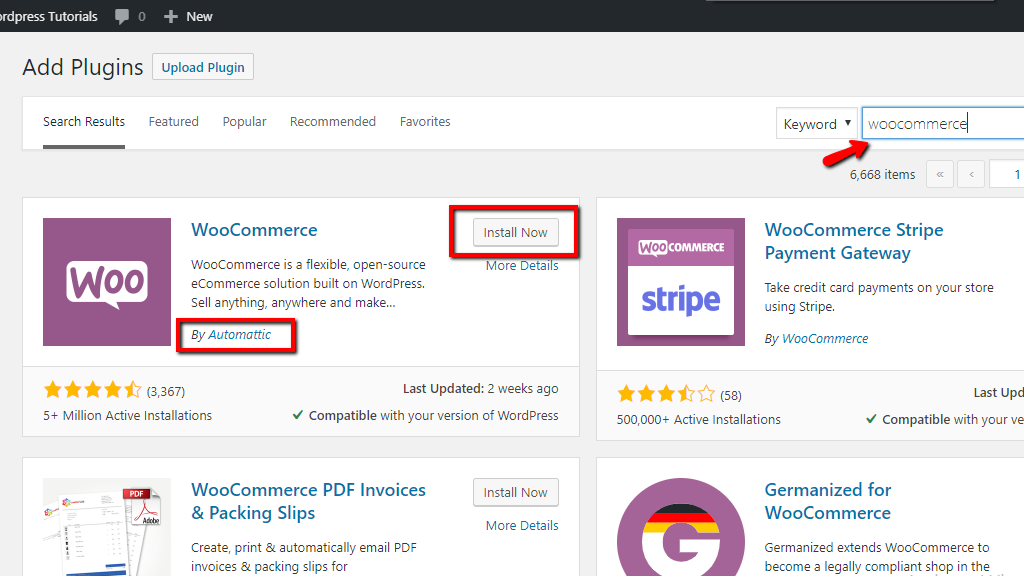 Finding and installing WooCommerce
