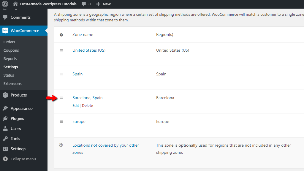 Organizing Shipping zones