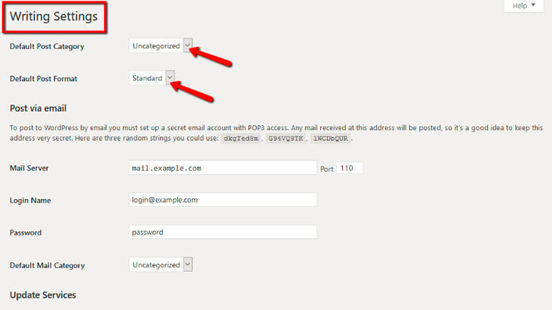 Default post settings