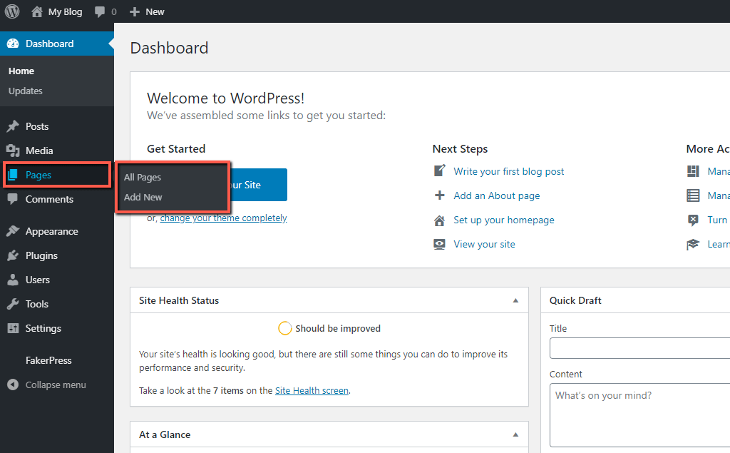 Access Pages section