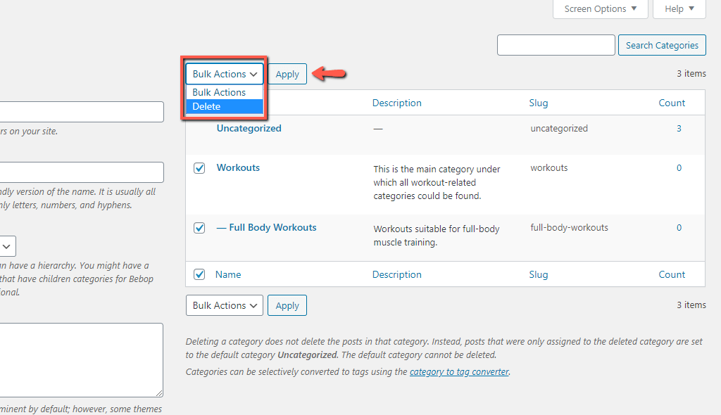 Bulk Delete Categories