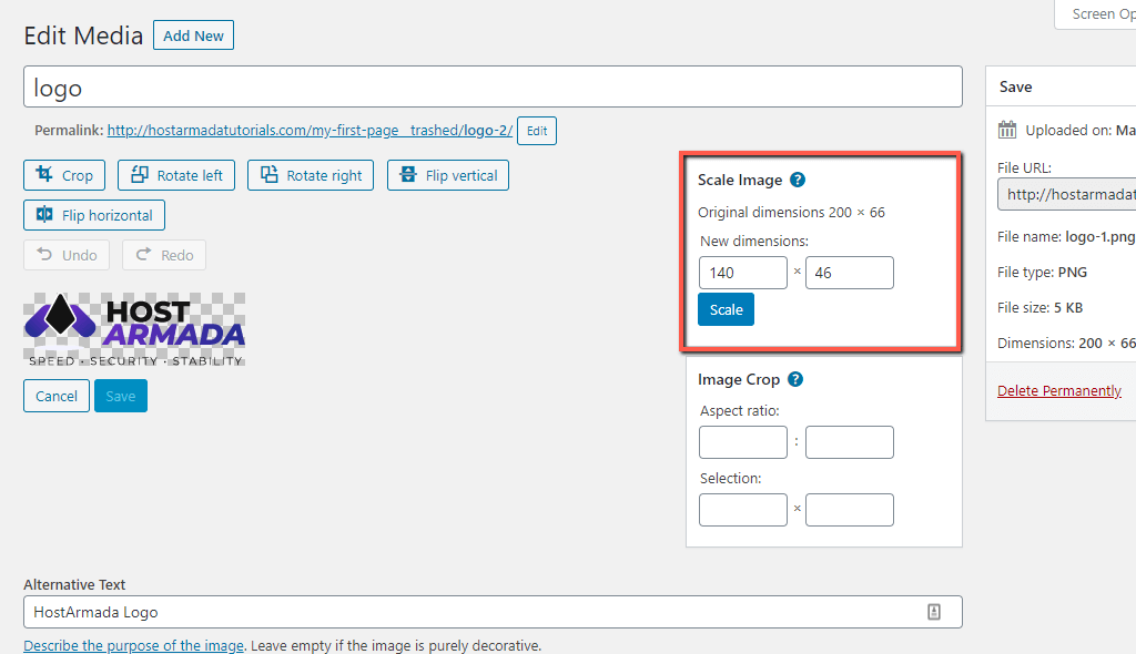 Scale WordPress Image