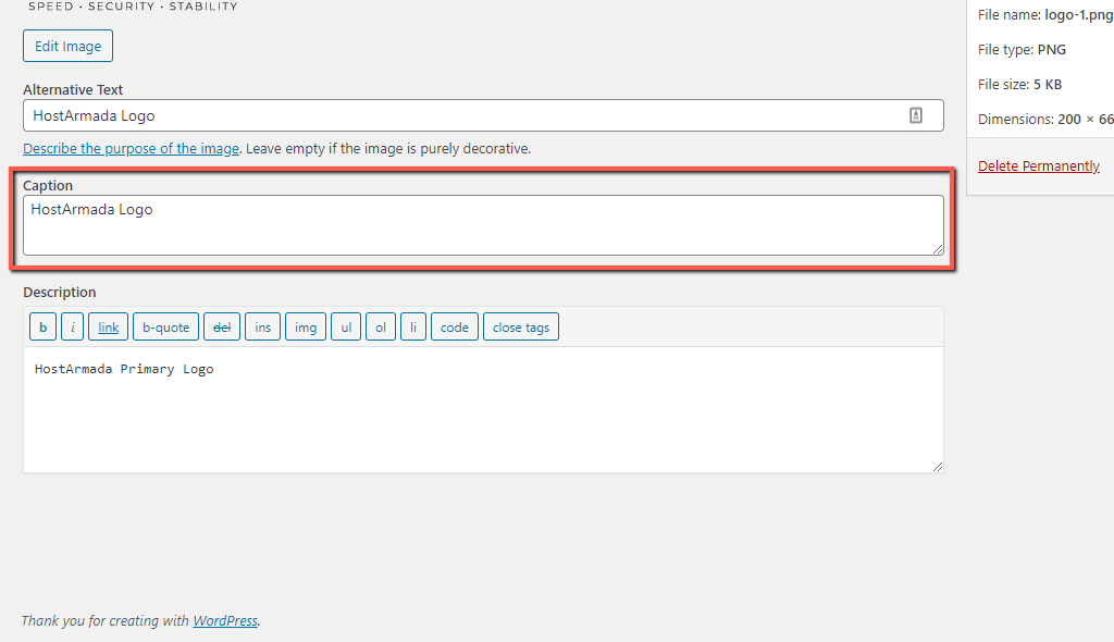 WordPress Image Caption