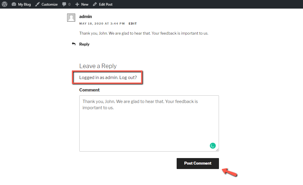 Reply to Comment from the Frontend